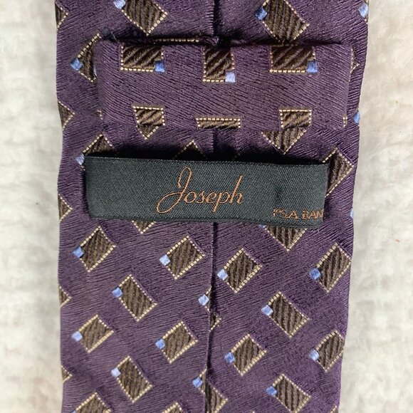 Jos. A. Bank Neck Tie Men's Purple Brown Plaid 100% Silk Classic Oxford 9592 - Picture 4 of 6